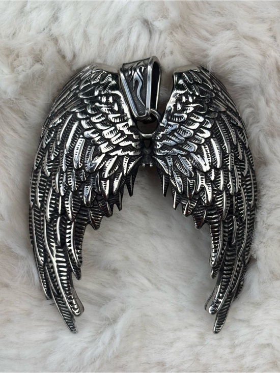 Unlisted Jewelry - 925 Sterling Silver Angel Wings Pendant Perfect Condition Heavy 2 Inch X 2 Inch